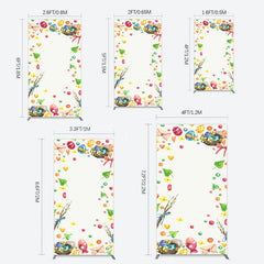 Lofaris Colorful Eggs Hearts Leaves Easter Rectangle Backdrop