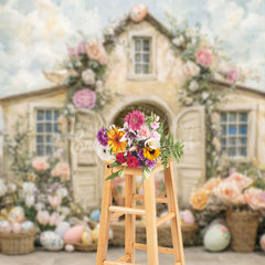 Lofaris Colorful Fairy Floral House Eggs Easter Backdrop