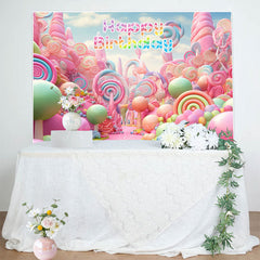 Lofaris Colorful Fairy Tale Candyland Happy Birthday Backdrop