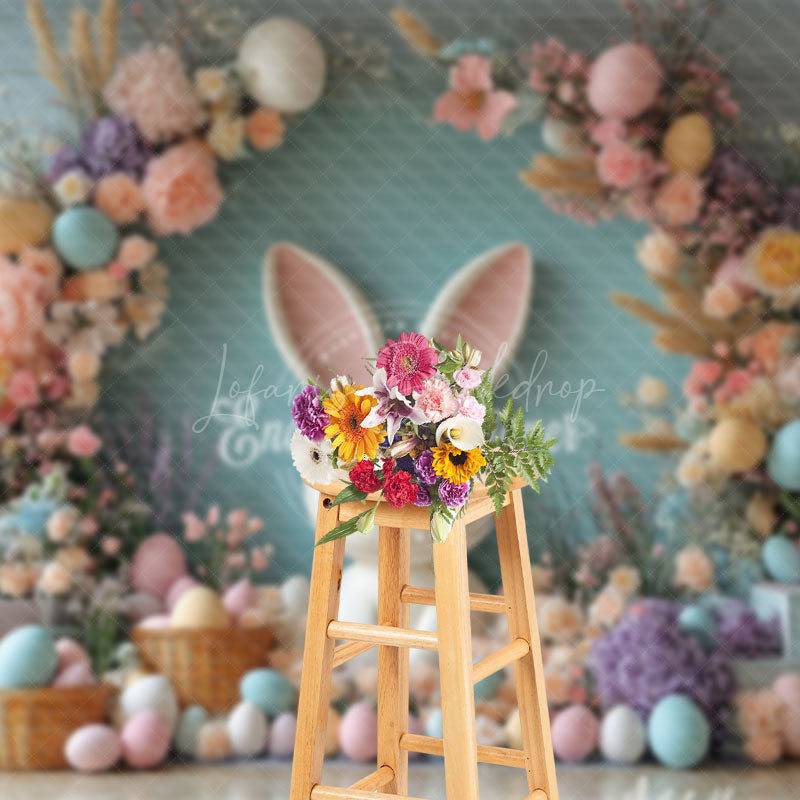 Lofaris Colorful Floral Arch Bunny Egg Spring Easter Backdrop