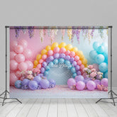 Lofaris Colorful Floral Balloon Birthday Cake Smash Backdrop