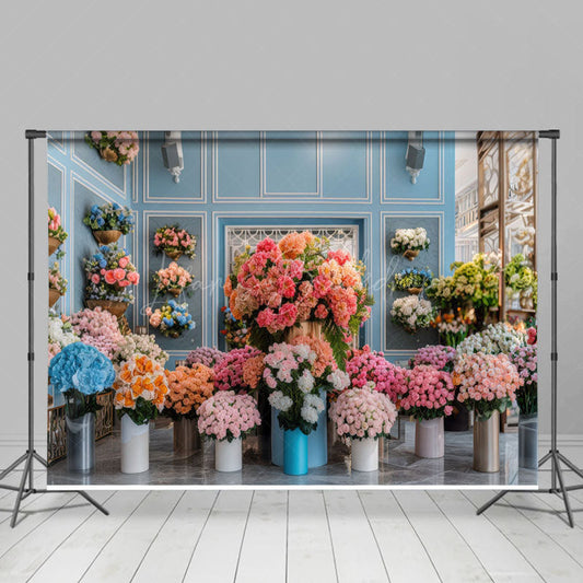 Lofaris Colorful Floral Bouquet Blue Room Wedding Backdrop