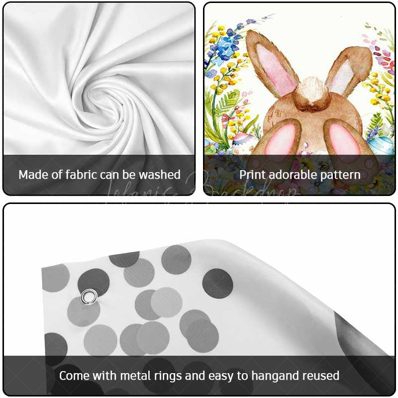 Lofaris Colorful Floral Cute Bunny Easter Garage Door Banner