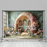 Lofaris Colorful Floral Eggs Arch Hutch Easter Backdrop