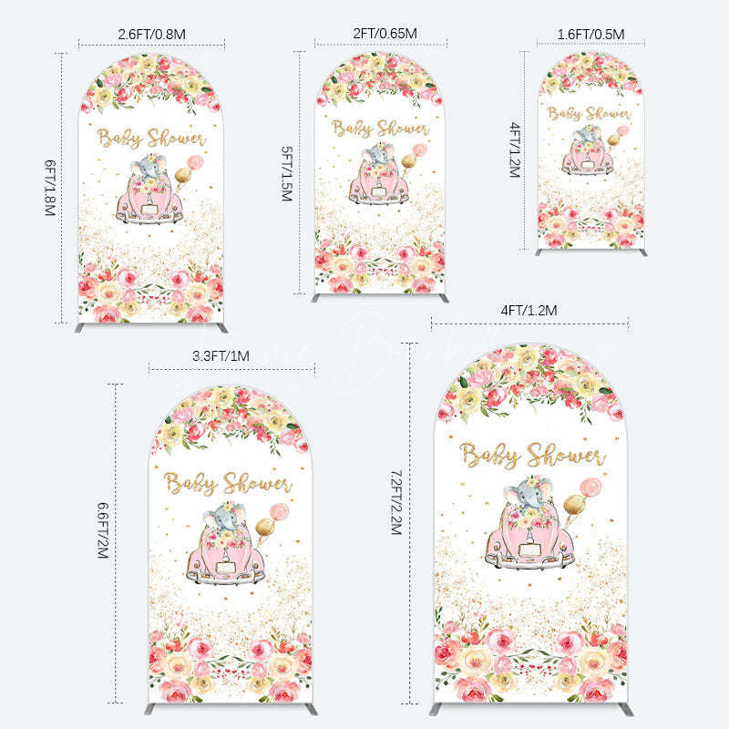 Lofaris Colorful Floral Elephant Baby Shower Arch Backdrop