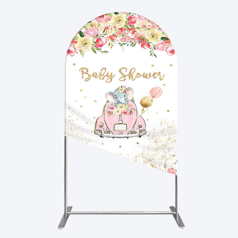 Lofaris Colorful Floral Elephant Baby Shower Arch Backdrop