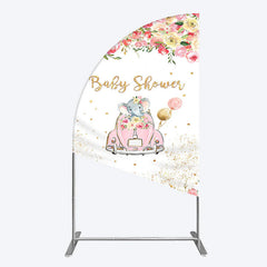 Lofaris Colorful Floral Elephant Baby Shower Half Moon Arch Backdrop