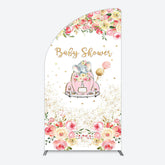Lofaris Colorful Floral Elephant Baby Shower Half Moon Arch Backdrop