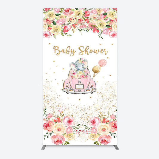 Lofaris Colorful Floral Elephant Baby Shower Rectangle Backdrop