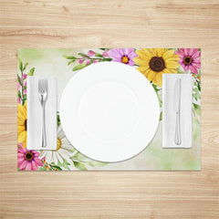 Lofaris Colorful Floral Green White Spring Set Of 4 Placemats