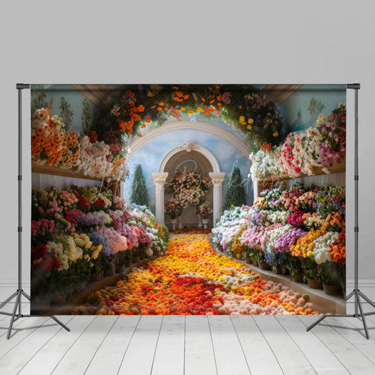 Lofaris Colorful Floral Greenhouse Romantic Wedding Backdrop