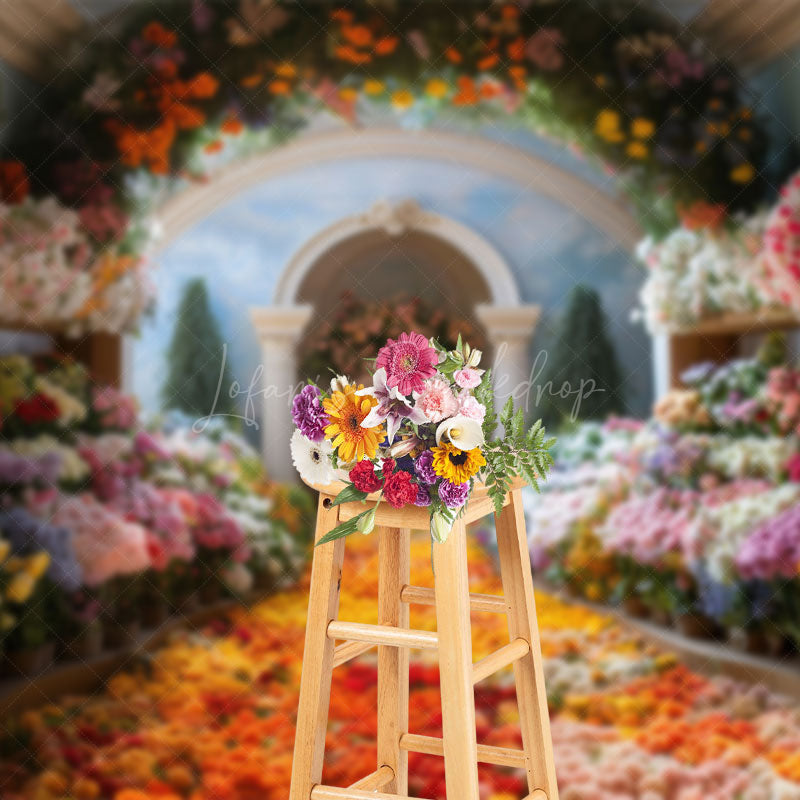 Lofaris Colorful Floral Greenhouse Romantic Wedding Backdrop