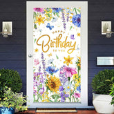 Lofaris Colorful Floral Happy Birthday To You Door Cover