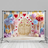 Lofaris Colorful Floral Hearts Poker Valentines Day Backdrop