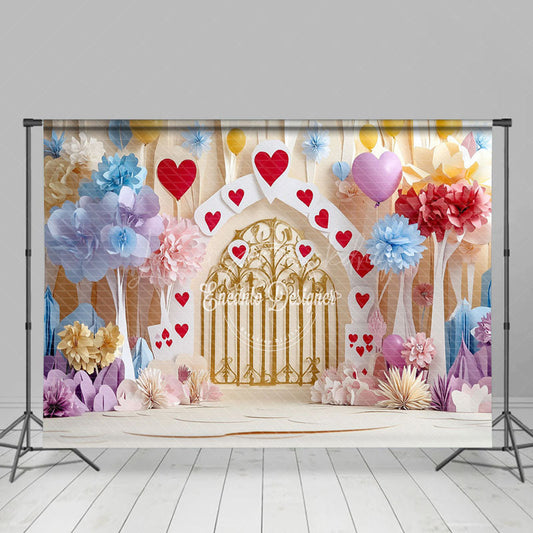 Lofaris Colorful Floral Hearts Poker Valentines Day Backdrop