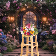 Lofaris Colorful Floral Lighted Cabin Porch Wedding Backdrop