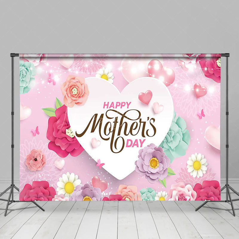 Lofaris Colorful Floral Lighted Happy Mothers Day Backdrop
