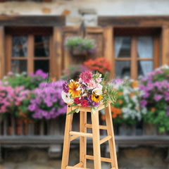 Lofaris Colorful Floral Outdoor Window View Spring Backdrop