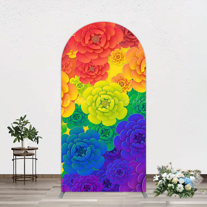 Lofaris Colorful Floral Pattern Birthday Party Arch Backdrop