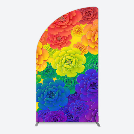 Lofaris Colorful Floral Pattern Birthday Party Half Moon Arch Backdrop