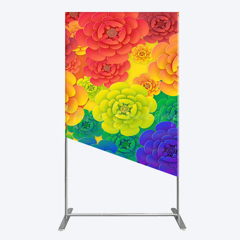Lofaris Colorful Floral Pattern Birthday Party Rectangle Backdrop