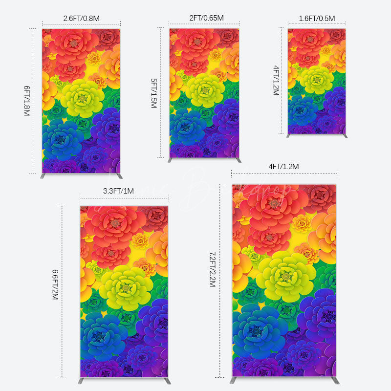Lofaris Colorful Floral Pattern Birthday Party Rectangle Backdrop