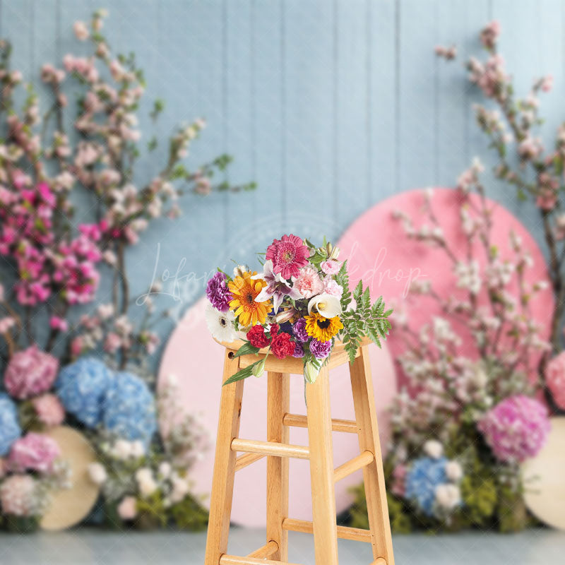 Lofaris Colorful Floral Stripe Wall Wedding Photo Backdrop