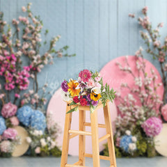 Lofaris Colorful Floral Stripe Wall Wedding Photo Backdrop