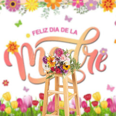 Lofaris Colorful Floral Tulip Happy Mothers Day Backdrop