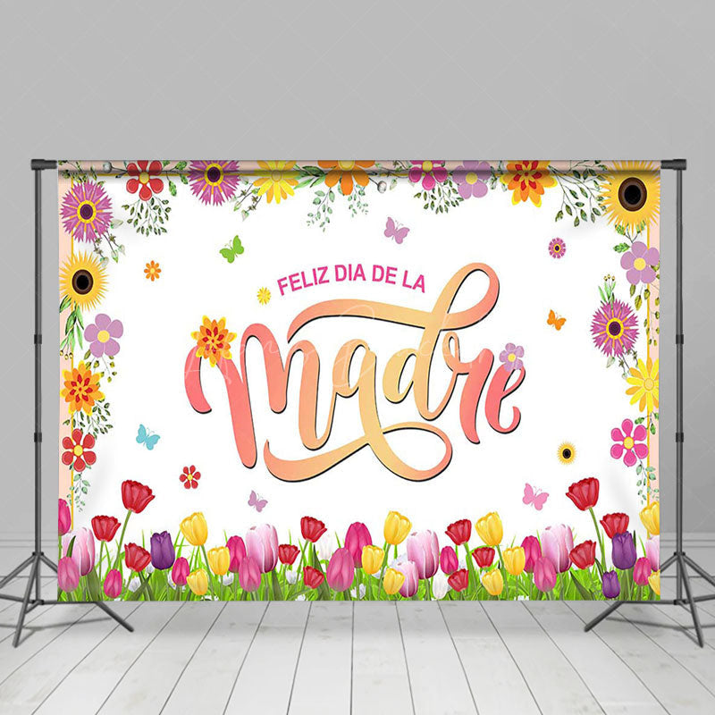 Lofaris Colorful Floral Tulip Happy Mothers Day Backdrop