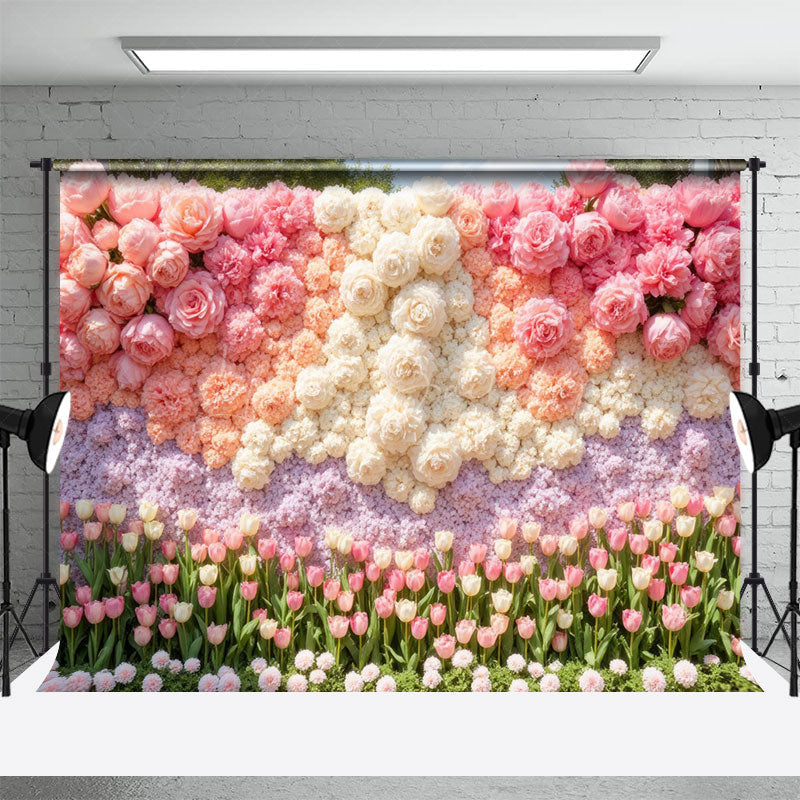 Lofaris Colorful Floral Wall Romantic Wedding Photo Backdrop