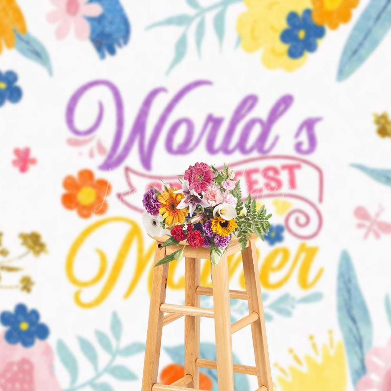 Lofaris Colorful Floral Worlds Greatest Mother Backdrop