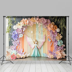 Lofaris Colorful Flower Fairy Butterfly Room Set Backdrop