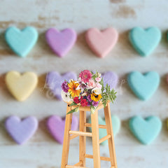 Lofaris Colorful Frosted Love Heart Wood Grain Wall Backdrop