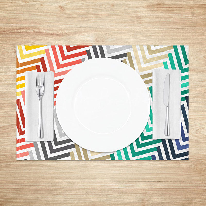 Lofaris Colorful Geometric Pattern Dining Set of 4 Placemats Modern Abstract Design for Vibrant Kitchen Decor
