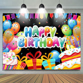 Lofaris Colorful Gift Balloon Ribbon Happy Birthday Backdrop