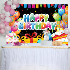 Lofaris Colorful Gift Balloon Ribbon Happy Birthday Backdrop