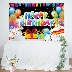 Lofaris Colorful Gift Balloon Ribbon Happy Birthday Backdrop