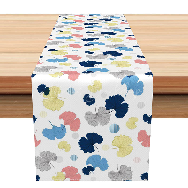 Lofaris Colorful Ginkgo Leaves Table Runner with Polka Dots Modern Botanical Decor for Kitchen and Dining Room