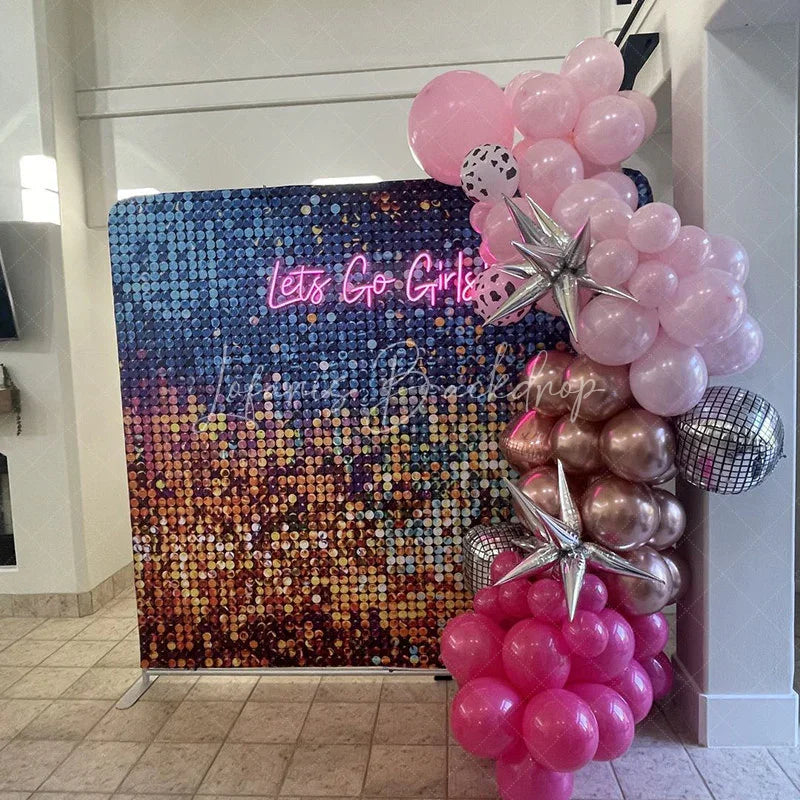 Lofaris Colorful Glitter Sequins Tension Fabric Backdrop Abstract Shiny Disco Ball Background 80s Retro Party Decor