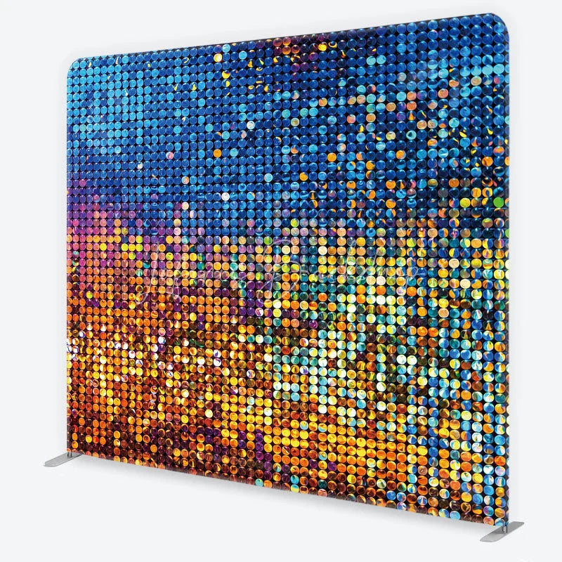 Lofaris Colorful Glitter Sequins Tension Fabric Backdrop Abstract Shiny Disco Ball Background 80s Retro Party Decor