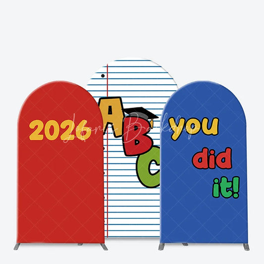 Lofaris Colorful Graduation Arch Backdrop Kit with 2026 ABC and You Did It Slogans School Grad Party Decor