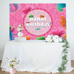 Lofaris Colorful Hair Pink Glitter Happy Birthday Backdrop