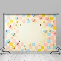 Lofaris Colorful Heart Plaid Wall Wedding Room Set Backdrop