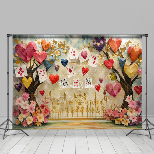 Lofaris Colorful Hearts Poker Trees Valentines Day Backdrop