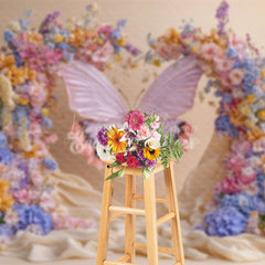 Lofaris Colorful Horn Flower Butterfly Wedding Photo Backdrop