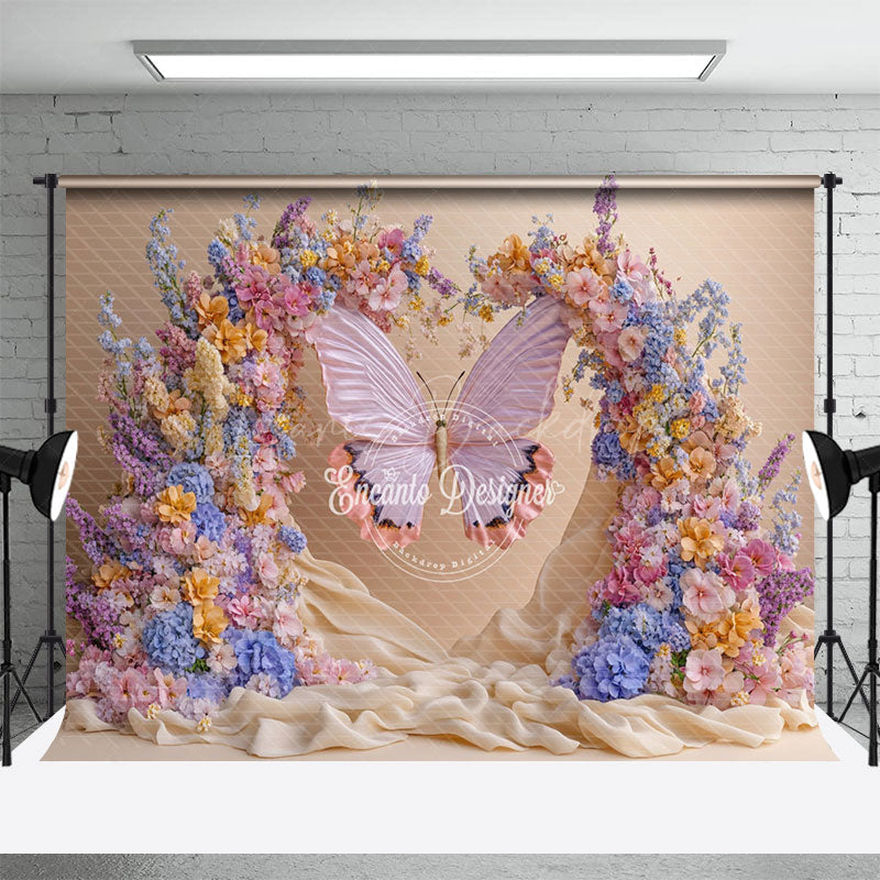 Lofaris Colorful Horn Flower Butterfly Wedding Photo Backdrop