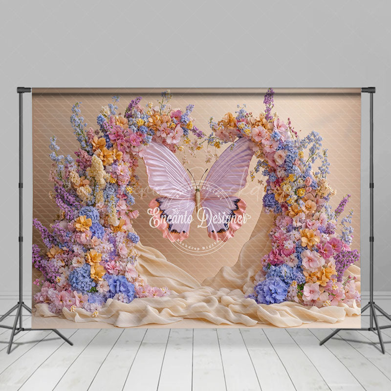 Lofaris Colorful Horn Flower Butterfly Wedding Photo Backdrop