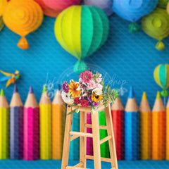 Lofaris Colorful Hot Air Balloons Back To School Backdrop