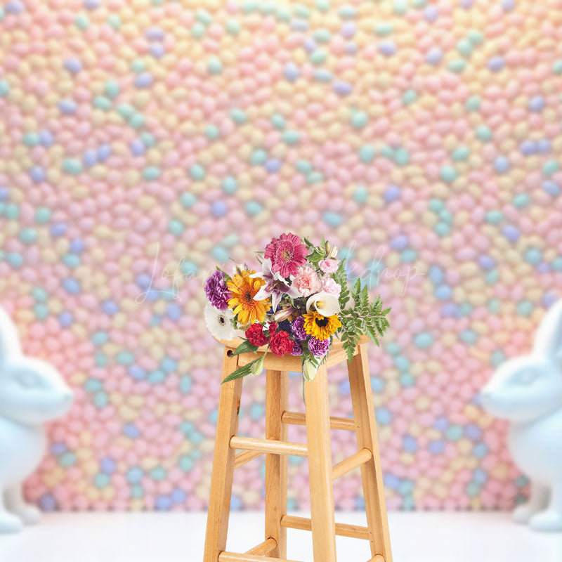 Lofaris Colorful Jordan Almonds Wall Rabbit Easter Backdrop